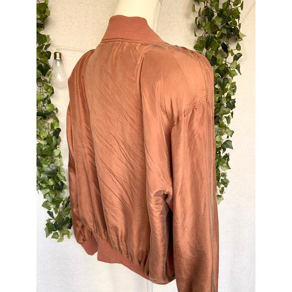 Vintage 100% Silk Louise Paris Brown Wind Breaker Women's Medium - Picture 7 of 8